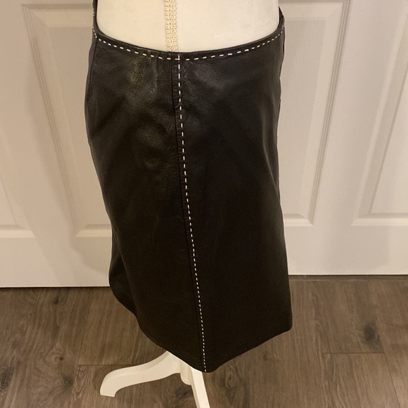 Black leather shirt with white stitching from INC. 21-1/4β long, slim fit. - Picture 5 of 6